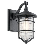 Royal Marine Outdoor Wall Light - Distressed Black / Clear Seeded