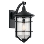 Royal Marine Outdoor Wall Light - Distressed Black / Clear Seeded