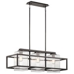Wright Outdoor Linear Chandelier - Weathered Zinc / Clear Seeded