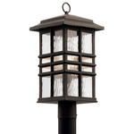 Beacon Square Post Light - Olde Bronze / Clear Hammered
