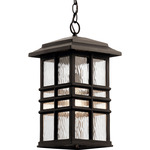 Beacon Square Outdoor Pendant - Olde Bronze / Clear Hammered