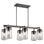 Lyndon Outdoor Linear Chandelier - Architectural Bronze / Clear Seeded