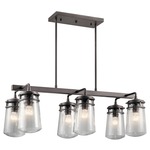 Lyndon Outdoor Linear Chandelier - Architectural Bronze / Clear Seeded