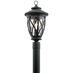 Admirals Cove Outdoor Post Mount - Textured Black / Clear Seeded