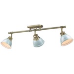 Duncan Semi Flush Track Light - Aged Brass / Seafoam