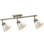 Duncan Semi Flush Track Light - Aged Brass / White