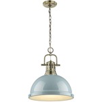 Duncan Chain Pendant with Diffuser - Aged Brass / Seafoam / Frosted