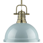 Duncan Downrod Pendant - Aged Brass / Seafoam / Seafoam