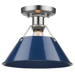 Orwell Semi Flush Ceiling Light - Pewter / Navy