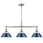 Orwell Linear Pendant - Aged Brass / Navy / Navy