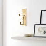 Gambit Triple Wall Sconce - Aged Brass / Clear