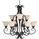 Manor Up Chandelier - Oil Rubbed Bronze / Frosted Ivory