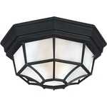 Crown Hill Outdoor Ceiling Flush Light - Black / Frosted