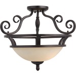 Manor Ceiling Semi Flush Light - Oil Rubbed Bronze / Frosted Ivory