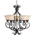 Manor Up Chandelier - Oil Rubbed Bronze / Frosted Ivory