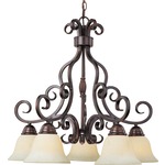 Manor Down Chandelier - Oil Rubbed Bronze / Frosted Ivory