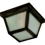 Essentials Outdoor Ceiling Flush Light - Black / Frosted
