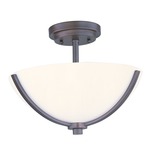 Deven Semi Flush Ceiling Light - Oil Rubbed Bronze / Satin White