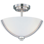 Deven Semi Flush Ceiling Light - Satin Nickel / Satin White