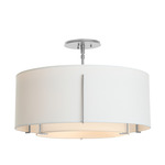 Exos Double Shade Semi Flush Ceiling Light - Vintage Platinum / Natural Anna