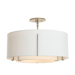 Exos Double Shade Semi Flush Ceiling Light - Soft Gold / Natural Anna