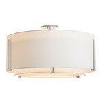 Exos Double Shade Semi Flush Ceiling Light - Vintage Platinum / Natural Anna