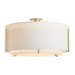 Exos Double Shade Semi Flush Ceiling Light - Soft Gold / Natural Anna