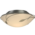 Forged Leaves Ceiling Flush Light - Vintage Platinum / Opal