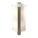Forged Vertical Bar Wall Sconce - Soft Gold / White Art