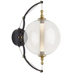 Otto Sphere Wall Sconce - Black / Brass Accents / Clear