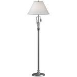 Forged Leaves and Vase Floor Lamp - Vintage Platinum / Natural Anna