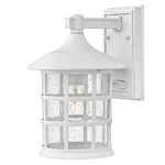 Freeport 120V Aluminum Outdoor Wall Sconce - Classic White / Clear Seedy