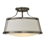 Charlotte Semi Flush Ceiling Light - Antique Nickel / Etched Opal