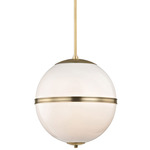Truax Stripe Chandelier - Aged Brass / White Glass