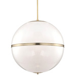 Truax Aged Brass Stripe Chandelier - Aged Brass / White Glass