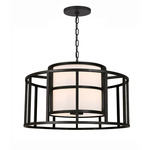 Hulton Wide Pendant - Matte Black / White