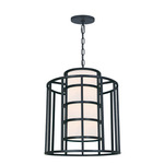 Hulton Tall Pendant - Matte Black / White
