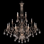 A Midsummer Nights Dream 16 Light Crystal Droplet Chandelier - Moonlit Patina / Without Shade