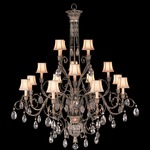A Midsummer Nights Dream 16 Light Crystal Droplet Chandelier - Moonlit Patina / With Shade