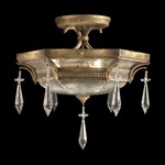 Monte Carlo Semi Flush Ceiling Light - Gold Leaf / Crystal