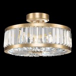 Crystal Enchantment Round Semi Flush Ceiling Light - Gold Leaf / Crystal