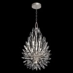 Lily Buds Teardrop Pendant - Silver Leaf / Crystal