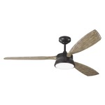 Destin Indoor / Outdoor Ceiling Fan with Light - Aged Pewter / Light Grey Weathered Oak