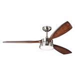 Destin Indoor / Outdoor Ceiling Fan with Light - Brushed Steel / Koa