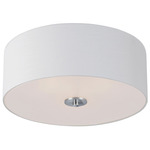 Bongo Ceiling Flush Light - Satin Nickel/ White Linen