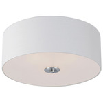 Bongo Ceiling Flush Light - Satin Nickel / White Linen