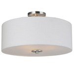 Bongo Convertible Semi Flush Light - Satin Nickel/ White Linen