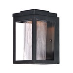 Salon Outdoor Wall Light - Black / Clear Ribbed