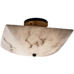 Square Bowl Semi Flush Ceiling Mount - Dark Bronze / Faux Alabaster