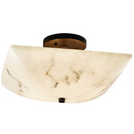 Square Bowl Semi Flush Ceiling Mount - Dark Bronze / Faux Alabaster